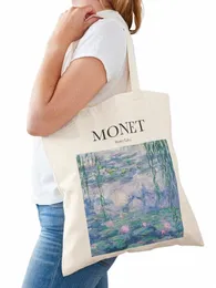 Met Water Lilies Tote Bag Reusable Canvas Fi Shop Grocery School Femal Gril Women Persal Q5Jr＃