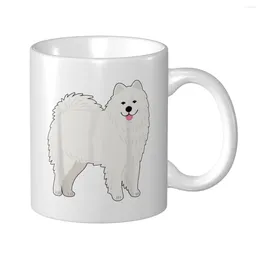 Canecas Mark Cup Caneca Samoyed Branco Fofo e Bonito Cão Raça Café Chá Leite Água Viagem para Escritório Home