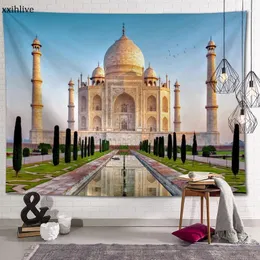 Arazzi Arazzo personalizzato Bellissimo Taj Mahal stampato grande parete Hippie appeso decorazione artistica boema arredamento della camera