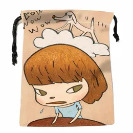 Personalizado Yoshitomo Nara Sacos com cordão Impresso sacos de presente Bolsa de viagem Bolsa de armazenamento de roupas Bolsa de maquiagem 18 * 22cm Drop Ship j2vw #