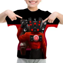 Lustige Skibidi Toiletten-T-Shirt Casual Kids Kurzarm Baby Boy T-Shirt Tops Lautsprecher Print T-Shirt O-Neck T-Shirt für Kind