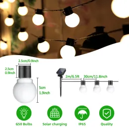 G50 Patio Solar String Lights Outdoor, теплый/ красочный глобус лампочка светодиодная лампа гирлянда для свадьбы, Рождества, заднего двора, вечеринки