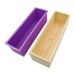 Stampi da forno Stampo per sapone in silicone Scatola rettangolare in legno con rivestimento flessibile per strumenti per la creazione di stampi per pane fatti a mano facili da usare