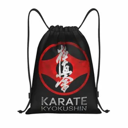Karate Kyokushin Zaino con coulisse Donna Uomo Sport Gym Sackpack Borsa da allenamento portatile per arti marziali Sacco f9HK #