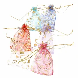 50pcs/lot Jewelry Tulle DrawString Bag Organza 가방 보석 포장 전시 보석 파우치 결혼 선물 선물 D8K4#