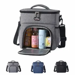 Dubbel stor kapacitet Tote Lunchväska Portable Lunchbox Fruit Drink Lunch Box förvaringspåse axelkylare lunchväska O80T#