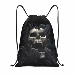 Böse Hände Schädel Kordelzug Rucksack Frauen Männer Gym Sport Sackpack Faltbare Halen Gothic Skelett Training Tasche Sack