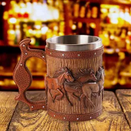 Mugs Barrel Beer Mug Resin With Handle Bar Accessories Coffee Cup Tumbler Drinking For Milk Restaurant Beverage