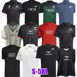 23-24 Nova Copa do Mundo Negros Rugby Jerseys Preto Nova Jersey Zelândia Moda Sevens 2023 2024 Todos Super Rugby Colete Camisa Polo Maillot Camiseta Maglia Tops 5XL