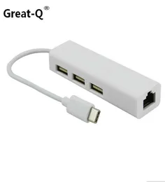 GRANDQ USB 31 TIPO C USBC Múltiplo 3 Port Hub RJ45 Ethernet Network LAN Adaptador Adaptador Cabo para MacBook Amp Chromebook7189903