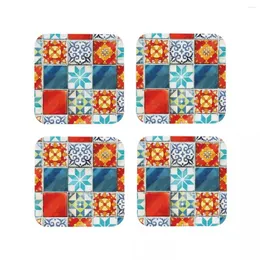 Masa Paspasları Azul Board Game Coasters Mutfak Placemats'tan Renkli Azulejos Fayansları Dekor Ev Takım Pedleri için Slip Olmayan Kahve