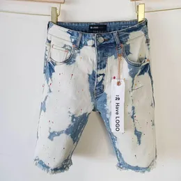 Purple Designer Jeans Shorts Высококачественная высокая улица американская американа Plus-Size Хип-хоп разорванные джинсовые шорты 162