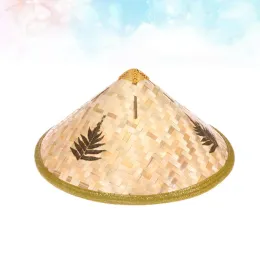 幼稚園絵画帽子kids diy strawhat bamboo coolie hat rice rice paddy hat chinese farmer hat conical（size s）