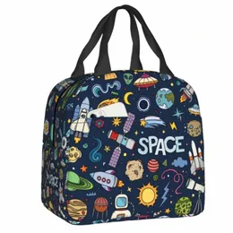 Spazio Universo Sun Planet Lunch Bag Cooler Caldo isolato Astraut Spaceman Lunch Box per le donne Bambini Scuola Picnic Borse per alimenti