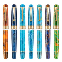 Asvine P20 Piston Filling Fountain Pen Acrylic Beautiful Patterns ef/f/m nib with Golden Clip Smooth Writing Office Gift Pen 240325