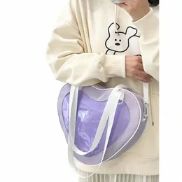 ラブハートデザインITABAG WOMEN 2024新しい透明なクロスボディバッグガールズクレクとハンドバッグITAバッグガールズJKユニフォームバッグO8N3＃