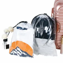 Transparente Kordelzug-Tasche Socken Unterwäsche Kleidung Verpackungsbeutel Reisekosmetik Lage Verpackungstasche Kunststoff-Aufbewahrungstasche c5mL #