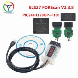 V2.3.8 ELS27 FORSCAN OBD2 Scanner Car Diagnostic Auto Tool Cavo verde PCB ELS 27 FTDI PIC18F25K80 Multi-Language