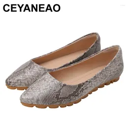 Sapatos casuais ceyaneao plus size feminino moda de moda de leopardo sapato plano plana lindas femininas sufocas preguiçosas calçadas femininas calçadas