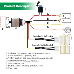 Novo kit de aquecedor de assento de carro embutido Fit 2 Seats Universal 12V 27W Pachotes de aquecimento redondo Sistema de interruptor de controle duplo para assentos automáticos