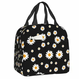Custom Daisy Floral Lunch Bag Женская сумка-холодильник с термоизоляцией Daisy Fr Lunch Box для детей Школьная работа Пикник Еда Tote Bags j78I #