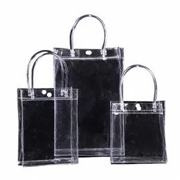 Transparente Einkaufstasche Shop Schulter Handtasche PVC Wasserdichte Aufbewahrungstasche für Geschenke Verpackung Hohe Kapazität Kosmetische Plastiktüten y4yT #