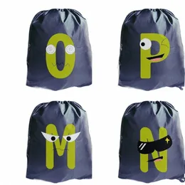 Kreatywny zabawny alfabet nadruk torba na sznurka dla kobiet torba do przechowywania kobiet Fi Shop Bags Boys Girls Backpack Bookbag 03jp#