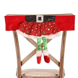 Chair Covers Christmas Decoration Cover Santa Claus Elf Skirt Back With Band Cute Decorative Slipcover