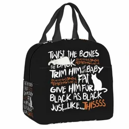 halen Pocus Hocus Black Cat Quotes Lunch Bag Waterproof Food Thermal Cooler Insulated Lunch Box Women Children Tote Bags x29N#