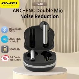 Kopfhörer Awei TA10 ANC Kopfhörer Bluetooth 5.3 Aktive Geräuschunterdrückung ENC Ohrhörer Noise Headset Dual Mic Wireless Gaming Kopfhörer