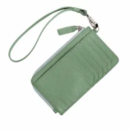 Giappone stile coreano semplice ultra sottile donne polso maniglia portafoglio 100% pelle di mucca naturale signore Mey Pocket Pouch titolari di carta W0NT #