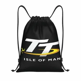 Motorcykelsport Isle of Man TT Races DrawString Bag Män Kvinnor Fällbar Gym Sport Sackpack Shop -lagring Ryggsäckar 06XS#