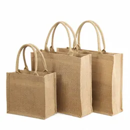 50 stücke Marke Neue Wiederverwendbare Taschen Wasserdichte Shop Tasche Griff Jute Tragbare Verpackung Tasche I0CN #