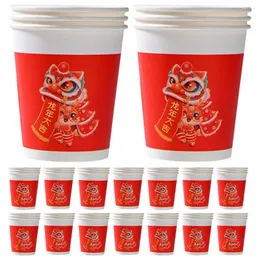 Disposable Cups Straws 50 Pcs Commercial Paper Cup Banquet Red Drinking Base Water Container