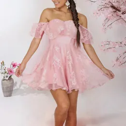 Parti Elbiseleri MissJoy Vintage Tatlı Kız Eğik Boyun Fırfır Kılıf Töreni Dantel Salıncak Düğün Gelin Elbise Vestido Hombros Descubiertos