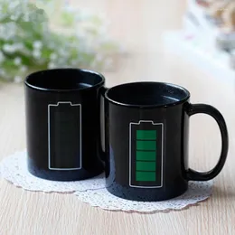 Tazze JBTP Batteria Tazza magica Energia positiva Cambia colore Tazza Ceramica Scolorimento Caffè Tè Latte Novità Regali