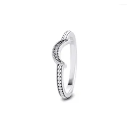 Pierścienie klastra półksiężyc z koralikami 925 Sterling-Silver-Jewelry