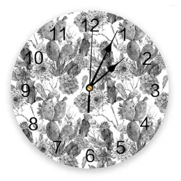 ساعات الحائط عتيقة الصبار زهرة النبات الاستوائي 3D على مدار الساعة تصميم غرفة المعيشة الحديثة الديكور المطبخ فن ديكور المنزل