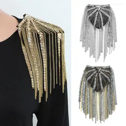 Laços de strass borla epaulette delicado clássico metal lantejoulas acessórios de roupas diy broche de corrente longa homens mulheres