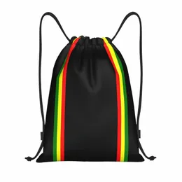 Personalizado Rasta Stripe Rasta Cor Cordão Mochila Sacos Homens Mulheres Leve Jamaican Gym Sports Sackpack Sacks para Treinamento 89Re #