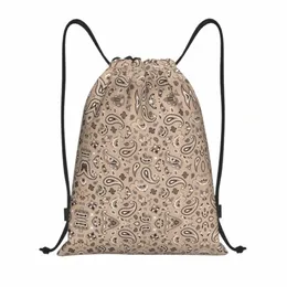 Personalizado Bohemian Style Bandanna Paisley Floral Print Drawstring Bag Mulheres Homens Lightweight Sports Gym Storage Backpack R6uP #