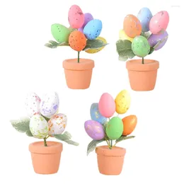 Decorative Flowers 4pcs Tabletop Egg Bonsai Ornament Easter Desktop Foams Statues