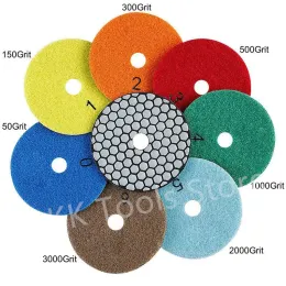 7pcs 3"/4" Diamond Dry Polishing Pad Granite Marble Turtle for Grinding Flexible Resin Sanding Disc Stone Concrete Polisher Pad