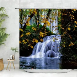 Shower Curtains Nature Landscape Curtain Forest Waterfall Garden Scenery Bath Polyester Home Decor Living Room Bedroom Hanging