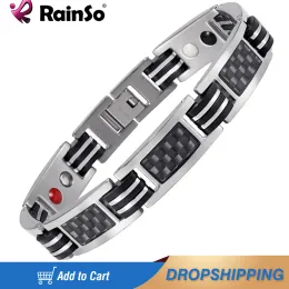 Bracelets Rainso Fashion Stainless Steel Bracelet For Man Femme Magnetic Health Energy Jewelry Brazil Style Couple Bracelets Hand Chain
