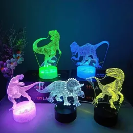 3D LED 야간 조명 램프 공룡 16color 터치 원격 제어 테이블 램프 침실 설정 라이트 장난감 아이 집 장식을위한 선물 선물