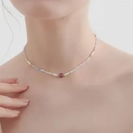 Choker minar handgjorda blå kontrastfärg natursten sötvatten pärla sträng pärlhalsband dor kvinnor guld pläterade koppar chokers