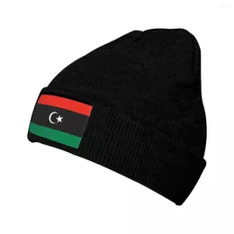 Береты Вязаная шапка для мужчин и женщин с флагом Ливии, зимняя толстая шапка