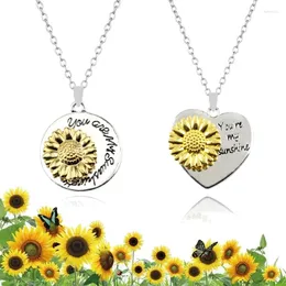 Kolye Kolyeler Sen benim güneş ışığı döndürülebilir ayçiçeği kolye boho mücevher dostluk hediyeleri bff mektup collier