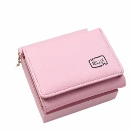 FI Frauen Brieftasche Kurze Damen Kleine Kartenhalter Druck Mädchen Quaste Zweifache Weibliche Geldbörse Weibliche Haspe Mini Clutch Rosa J2Vm #